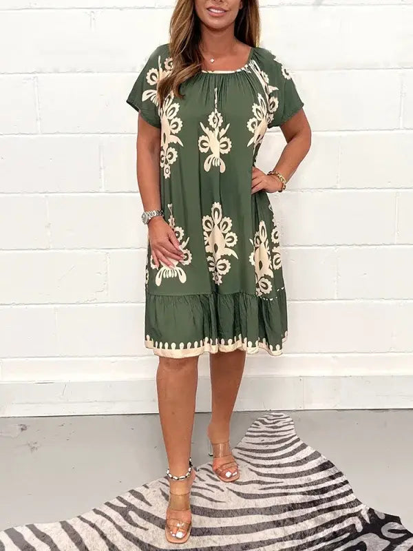 💕💕【S-4XL】Vestido casual de verano con estampado étnico: ¡estilo y comodidad en un solo diseño!