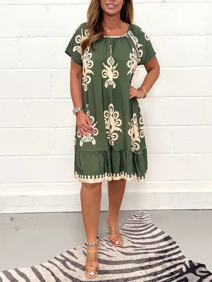 💕💕【S-4XL】Vestido casual de verano con estampado étnico: ¡estilo y comodidad en un solo diseño!