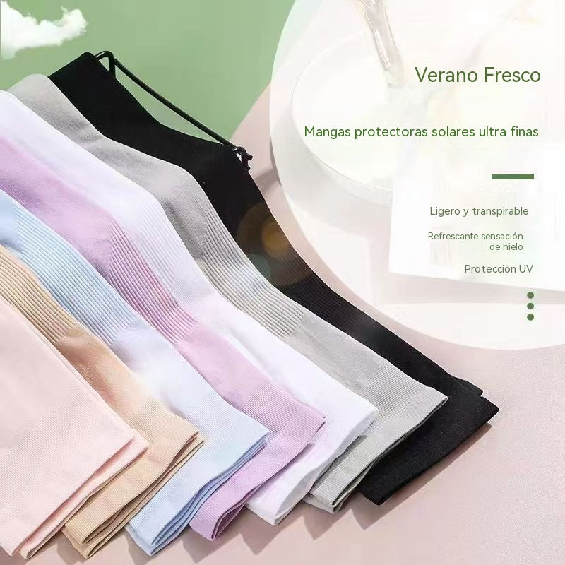 [Compra 1, llévate 3 gratis]【4 pares 24 €】 Calentadores de brazos unisex de seda helada con protección UV UPF50+