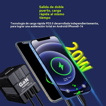 ⚡【Gran oferta】🔥Cargador rápido 2 en 1 de 120 W compatible con iPhone, teléfonos móviles y tabletas✅️