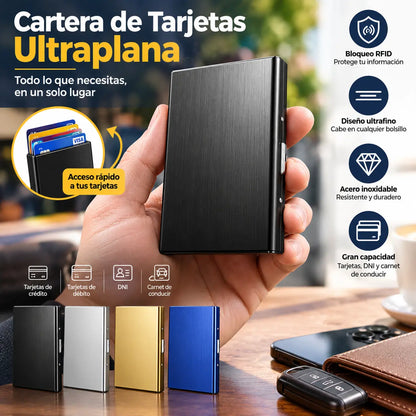 🛡️✨ Tarjetero Metálico de Acero Inoxidable con Protección RFID – Cartera de Tarjetas Antidesmagnética, Pequeña y Portátil 💳