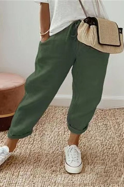 ☀️REBAJAS DE VERANO 50% DE DESCUENTO😍 Capris casuales de algodón y lino para mujer: transpirables, cómodos y con un estilo chic sin esfuerzo.