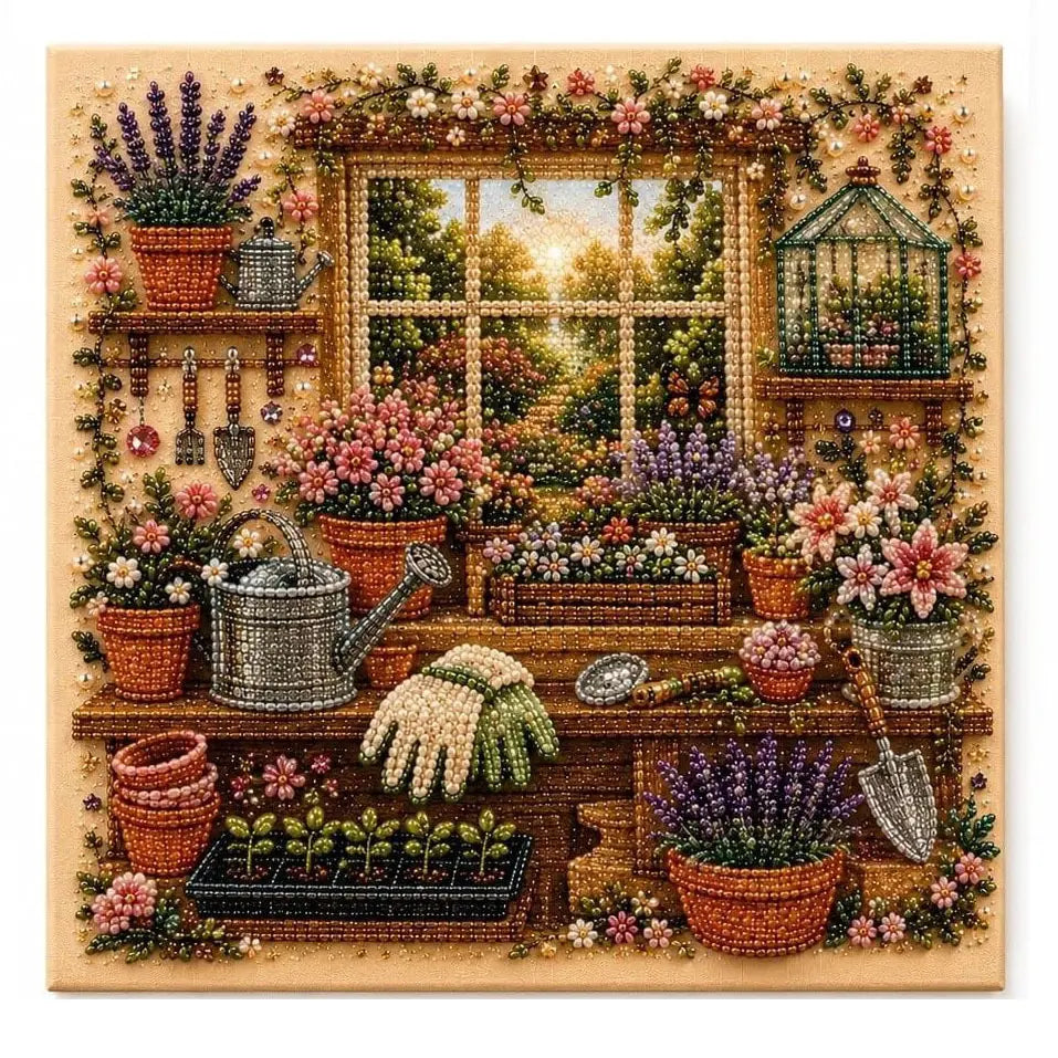 💎🎨 3D diamantová mozaika „Creative Escape“ – 1 sada, 20 x 20 cm, izbová scéna, relaxačná ručná práca.