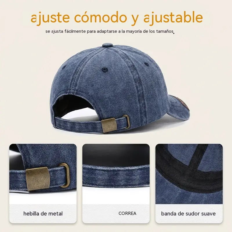 Gorra de béisbol elegante en denim lavado
