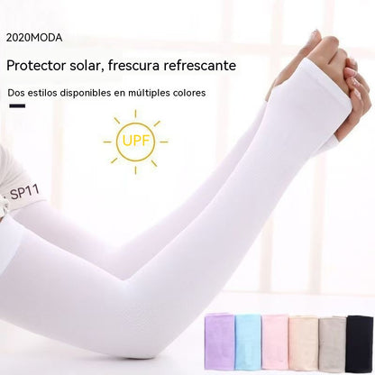 [Compra 1, llévate 3 gratis]【4 pares 24 €】 Calentadores de brazos unisex de seda helada con protección UV UPF50+