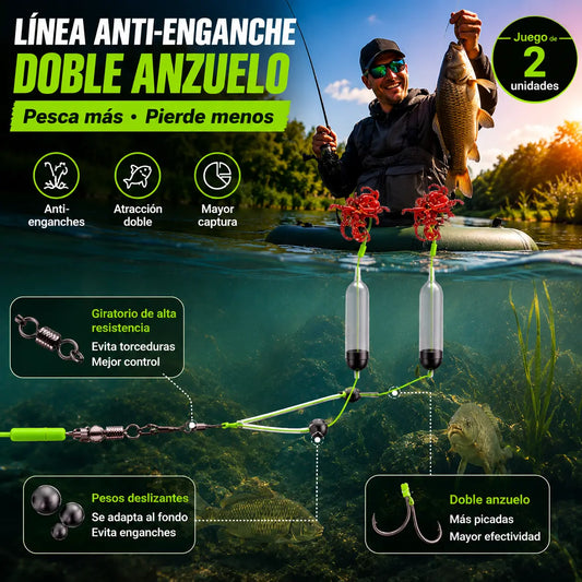 🎣【Juegos de 2】Juego de anzuelo anti-fondo, juego de línea de pesca anti-fondo