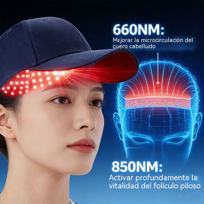 💯【70 perlas LED, con función de masaje】Gorro portátil para el crecimiento del cabello con luz roja y azul