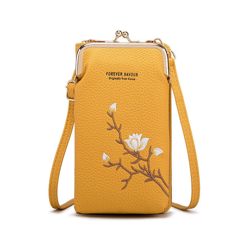 Nueva cartera antirrobo multicapa de gran capacidad con cremallera bordada a la moda para mujer