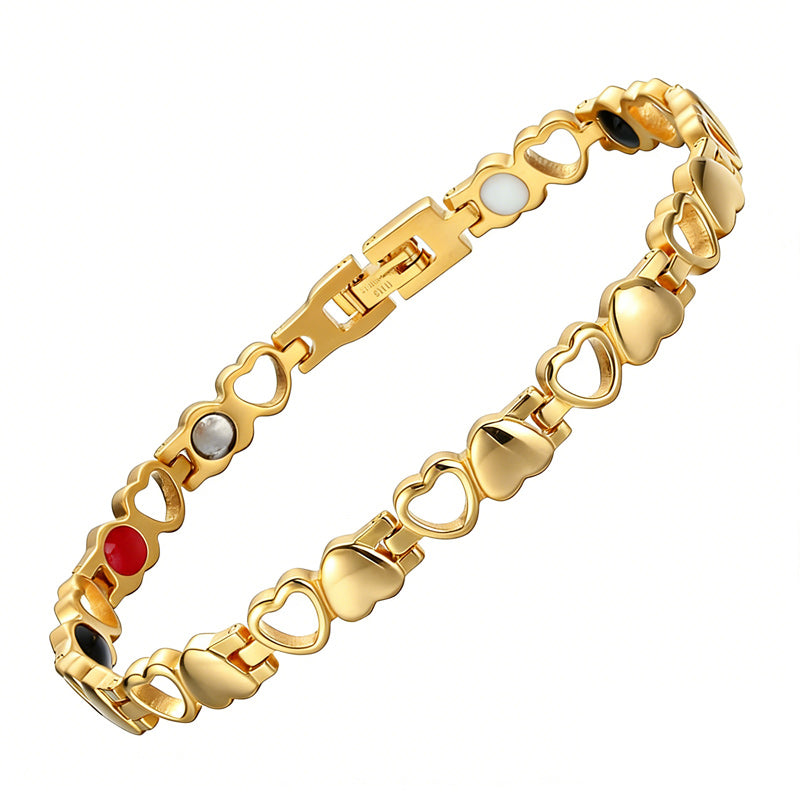 ❤️✨Esta elegante pulsera de oro de 18 quilates con forma de corazón tiene energía magnética, promueve la circulación sanguínea y es cómoda de llevar.✅