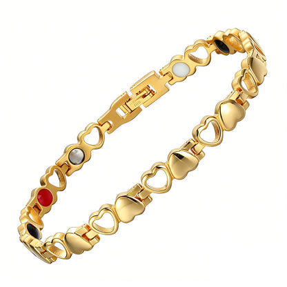 ❤️✨Esta elegante pulsera de oro de 18 quilates con forma de corazón tiene energía magnética, promueve la circulación sanguínea y es cómoda de llevar.✅