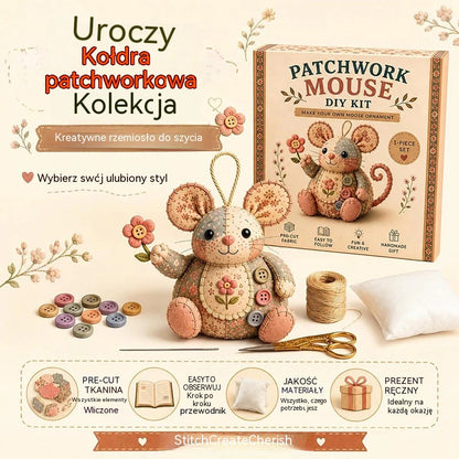 🧵Zestaw do szycia w kształcie pluszowej myszy w stylu vintage