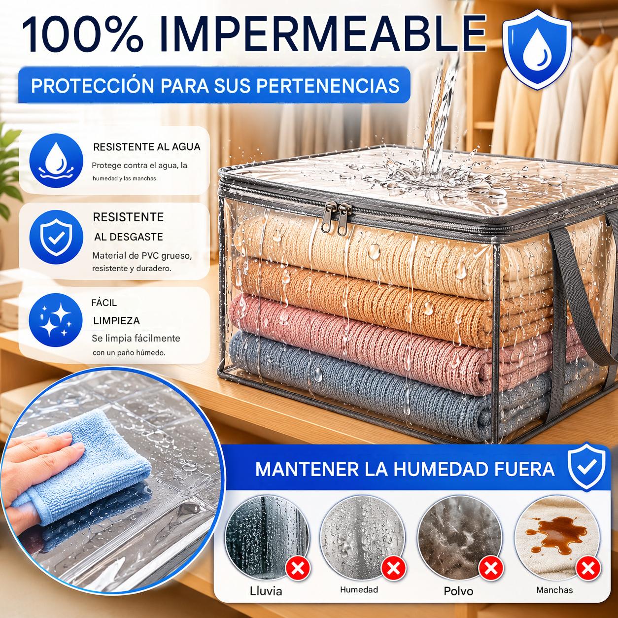 【3 pieza】🔥📦Bolsas de almacenamiento transparentes, grandes, resistentes y reforzadas, ideales para guardar ropa, para mudanzas y para almacenamiento en general.-【Grande + Mediano + Pequeño】