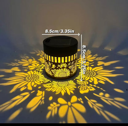 Lámpara de pared solar para patio con diseño de mandala, resistente al agua y con diseño calado.
