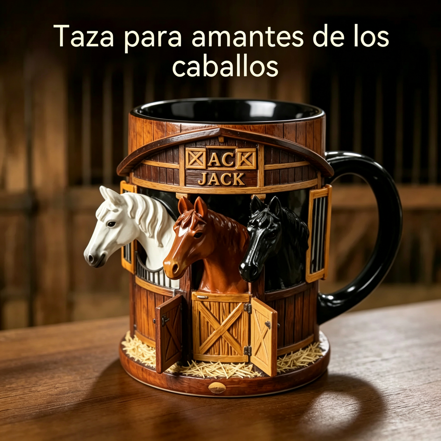 ☕Taza de café 3D con temática de granja y establo, taza de acero inoxidable con relieve tridimensional, regalo ideal para amantes de los caballos.