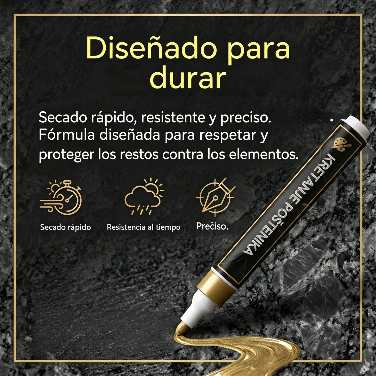 【Compra 2 y llévate 2 gratis】🖍️ Bolígrafo resistente al agua y a la decoloración para reparar y repintar inscripciones en losas de piedra.