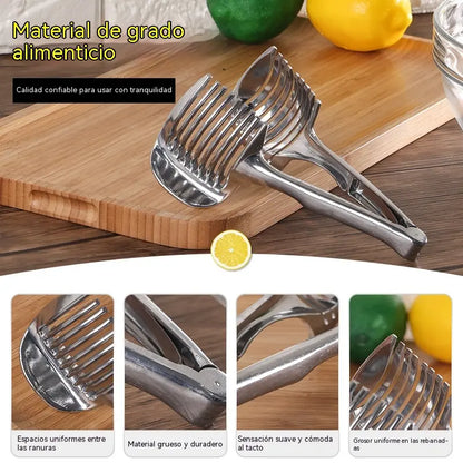 🍅 Cortador Manual de Cocina de Acero Inoxidable | Guía para Cortes Uniformes de Tomate, Limón, Cebolla y Más