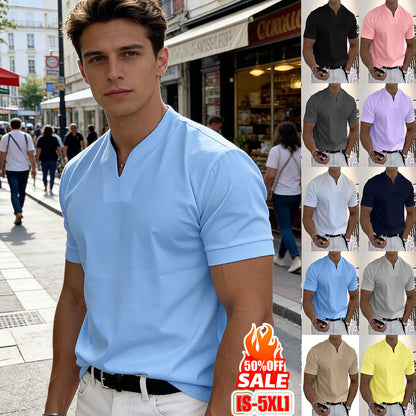 👕 Camisa de manga corta con cuello en V para hombre
