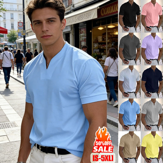 👕 Camisa de manga corta con cuello en V para hombre