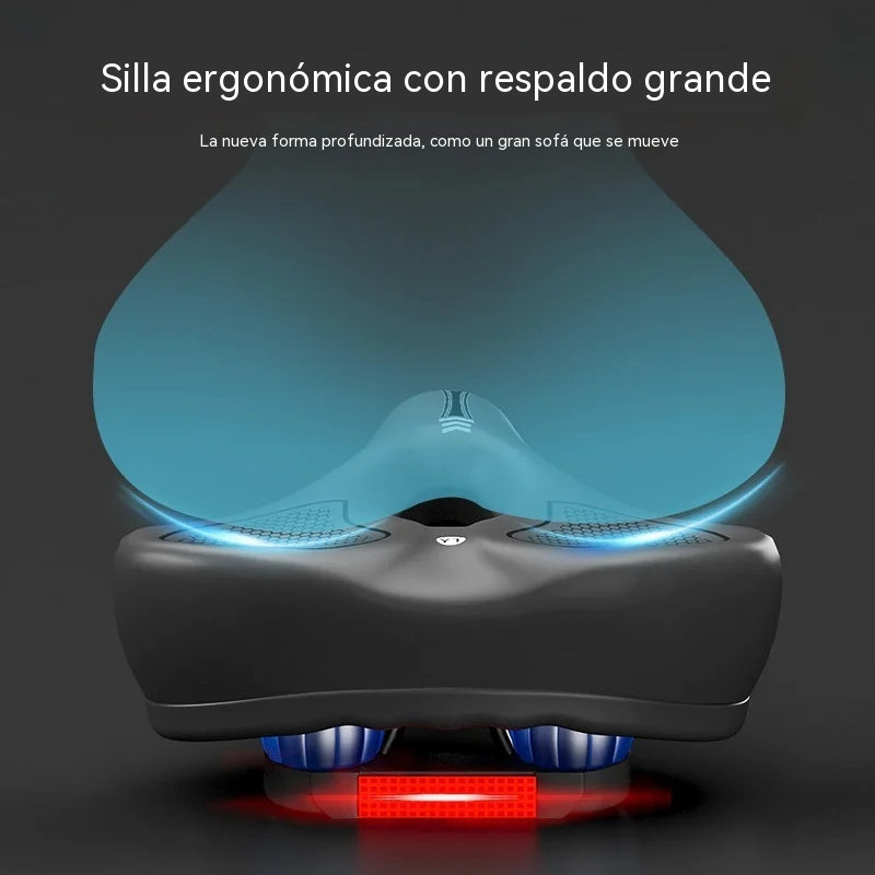 Sillín de bicicleta ultra ancho y cómodo: acolchado de espuma de alta densidad, alivio del dolor, antichoque para bicicletas de montaña y de carretera.