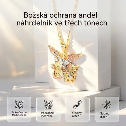 💥Náhrdelník s tříbarevným andělem strážným – Elegantní a symbolický – Ideální pro každodenní nošení nebo jako dárek – Decentní a smysluplný ✨💛🪽