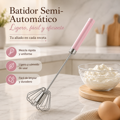 🥳¡Compra 1 y llévate 1 GRATIS!💞🥚 Batidor semiautomático de acero inoxidable – ¡Bate huevos y nata en segundos, sin electricidad! ✨