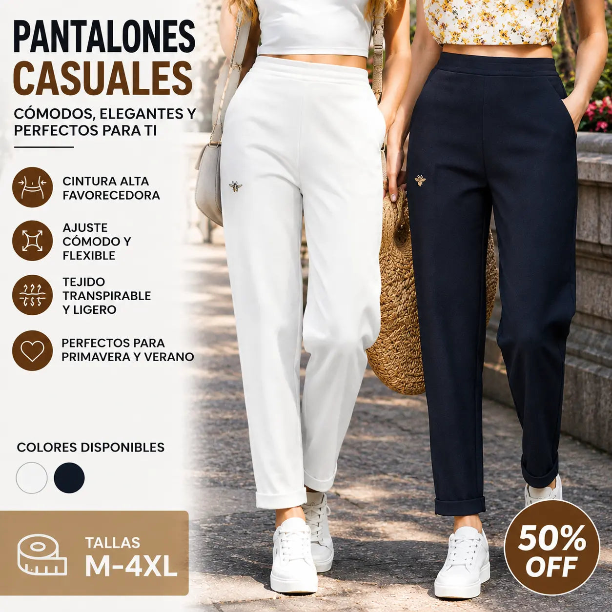 👖💘【45-105 kg】¡Pantalones de algodón para uso diario con filtro de aire y alta elasticidad!