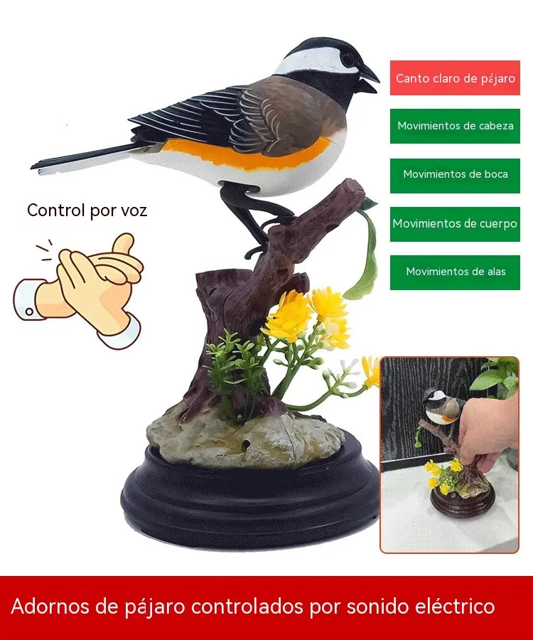 🦜🐦🐦【Ventas calientes recientes】Adornos de pájaros creativos, lindos y controlados por voz para decoración de escritorio de habitación.