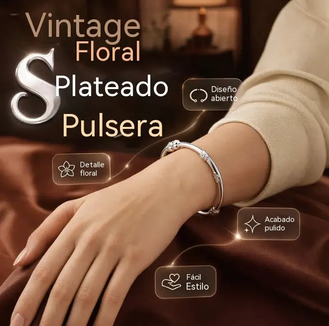 ✨2 artículos por 23 euros🌸💎Nueva pulsera de plata lisa con cuentas de flor de ciruelo y calabaza