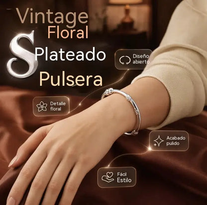 ✨2 artículos por 23 euros🌸💎Nueva pulsera de plata lisa con cuentas de flor de ciruelo y calabaza