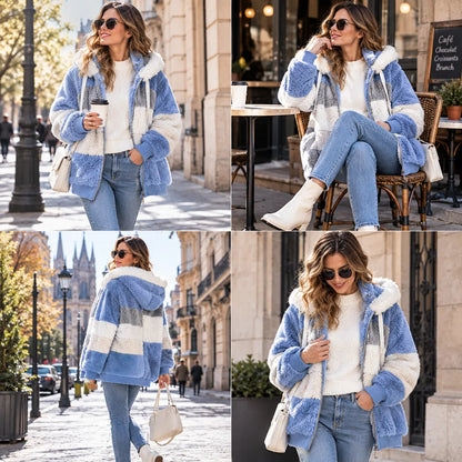 ☃️Oferta limitada, 35% de descuento❄️【S-5XL】Nueva chaqueta de invierno para mujer 2025, gruesa con franjas de felpa