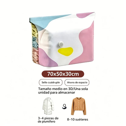 🧳【Juego de 5 piezas】💨 Bolsas de almacenamiento al vacío compresibles grandes: No se necesita bomba, diseño a prueba de fugas ✈️