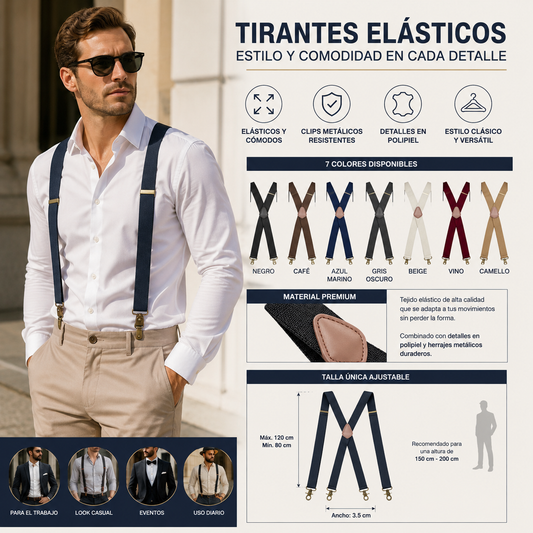📢📢¡¡50% de descuento!! ⏰Tirantes para hombre en forma de X con clips de gancho