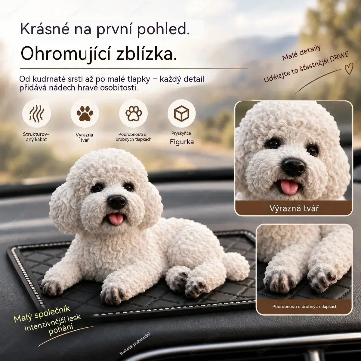 🐶✨Ozdoba do auta ve tvaru pudla: ta nejroztomilejší vylepšení palubní desky