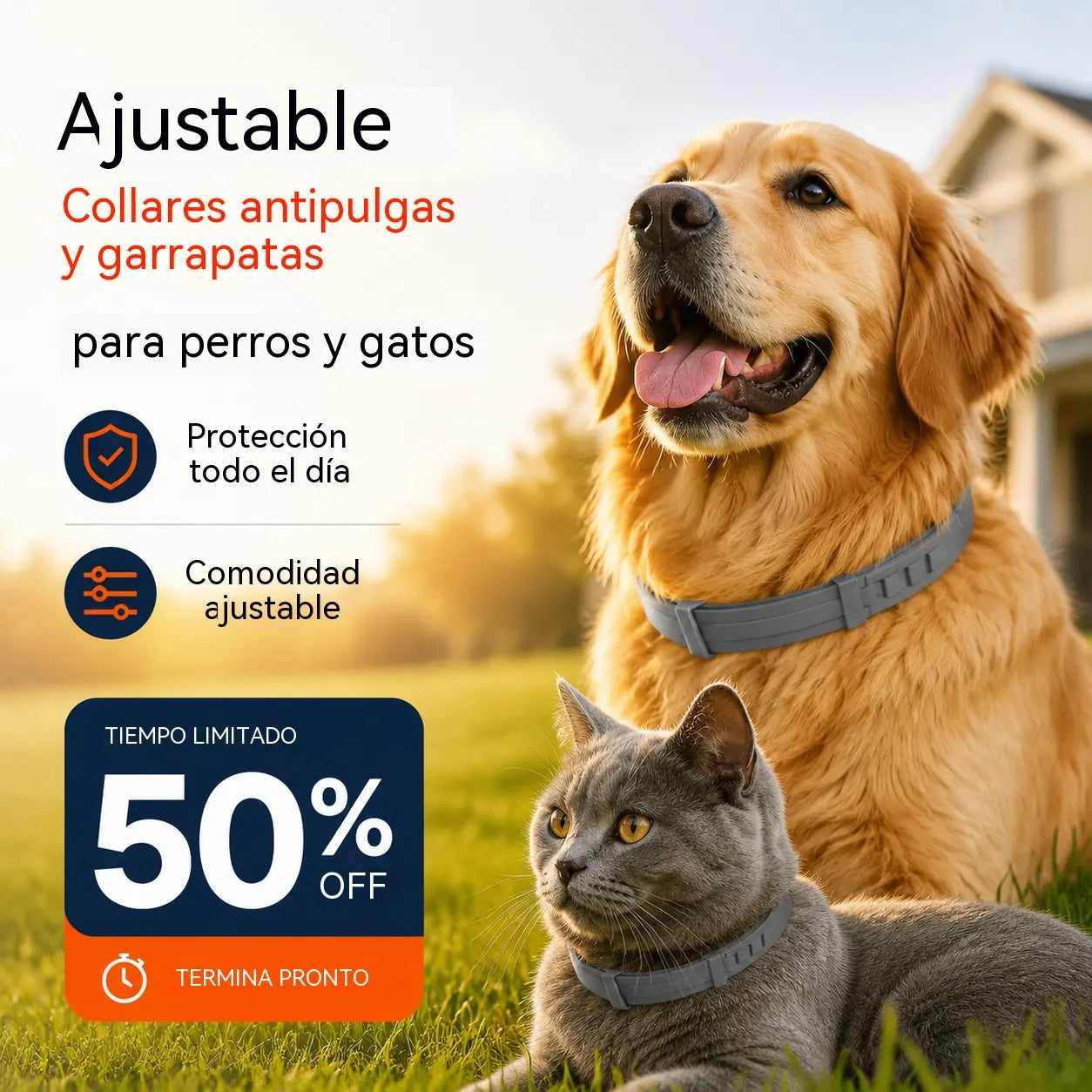 【2PCS】Collar repelente de mosquitos de tamaño ajustable para mascotas, perros y gatos.