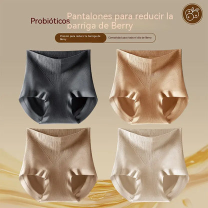 【4 piezas】【40-80kg】Bragas de seda antibacteriana de talle alto: cómodas y transpirables; realzan y moldean los glúteos a la vez que recogen eficazmente el abdomen para lograr un efecto reductor.