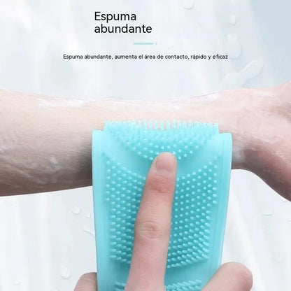 【4 pieza 】Estropajo de baño unisex con mango extendido. Cepillo de baño de silicona para limpieza profunda, masaje y exfoliación.