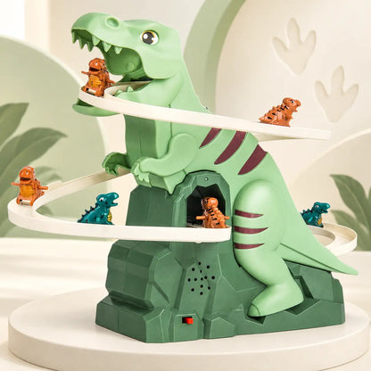 🦖🚂 Pista Eléctrica de Dinosaurios para Niños | Juguete de Aventuras con Dinosaurio Trepador y Pista Modular