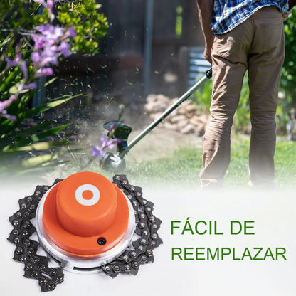 Cuchillas para cortacésped equipadas con cadenas reforzadas y conexiones roscadas de 10 mm; repuestos duraderos para desbrozadoras.