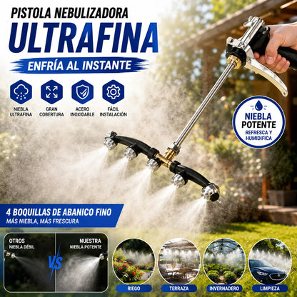 Nueva pistola pulverizadora de área amplia con niebla fina de cuatro cabezales en forma de abanico de acero inoxidable a prueba de óxido