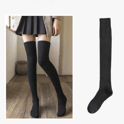 【2 pares】Calcetines largos gruesos de color liso de invierno