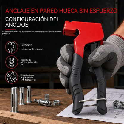 Pistola manual para tuercas remachables y herramienta de apriete para tuercas tipo pétalo (para anclajes en paredes huecas M3-M8)