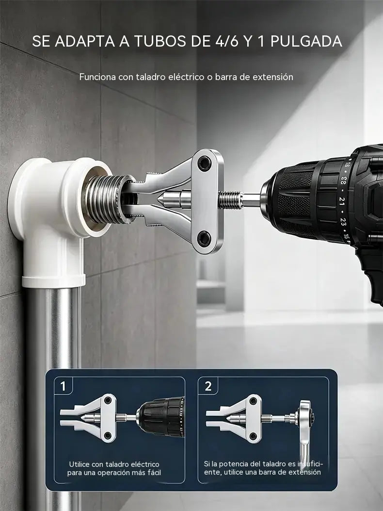 Extractor universal de tuberías rotas 3 en 1 de alta resistencia con vástago hexagonal – Herramienta para extraer tuberías y roscas accionada por taladro
