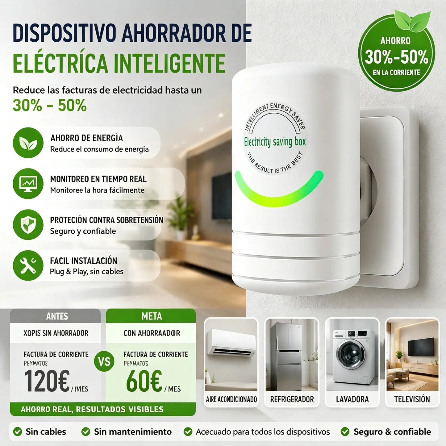 【2 artículos】🔋Ahorro de energía para el hogar inteligente 2026⚡️💡 Monitoreo de energía en tiempo real y disyuntor, que te ayuda a ahorrar entre un 30 % y un 50 % en tu factura de electricidad. Conectar y usar, fácil instalación.