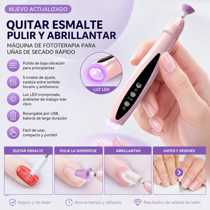 💅✨Lijadora eléctrica portátil 2 en 1 para uñas con lámpara UV