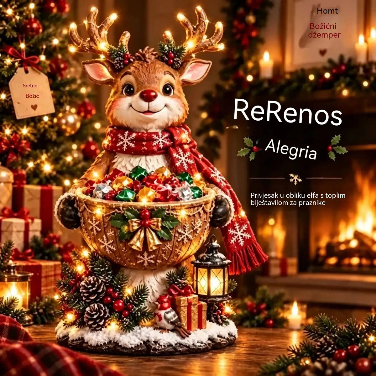 🎄 Božićna ponuda! ✨ Božićni svjetleći nizovi i zdjelice za slatkiše: 5 božićnih motiva.