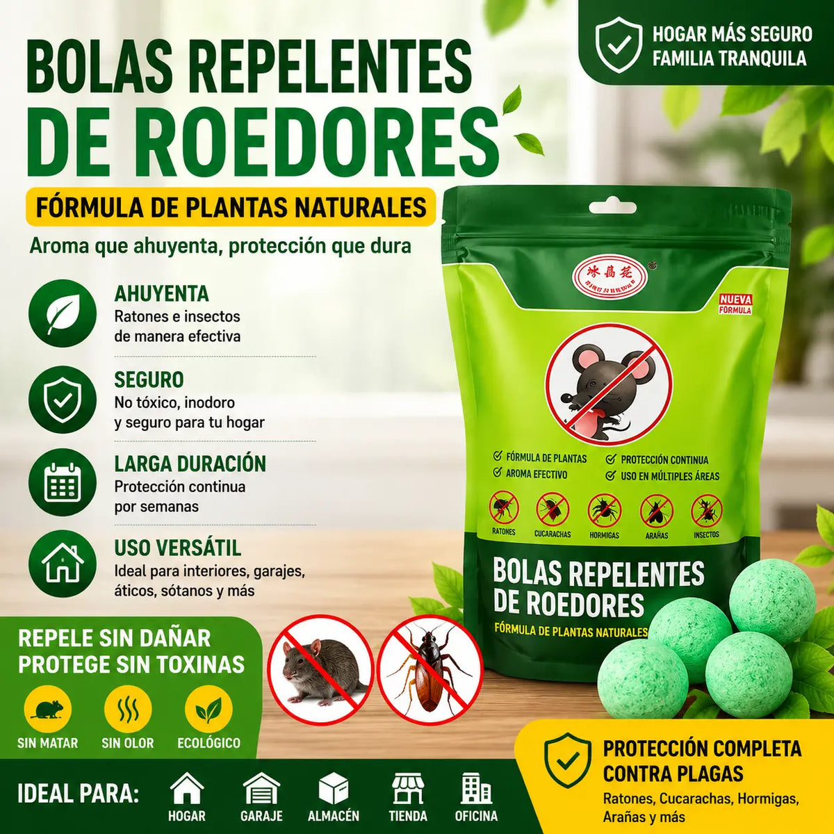 🔥【5 paquetes de 50 cápsulas】Pastillas para repeler plagas y ratones.