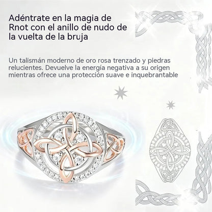 🔮Plata 925 Anillo de protección con nudo de retorno de bruja hecho a mano