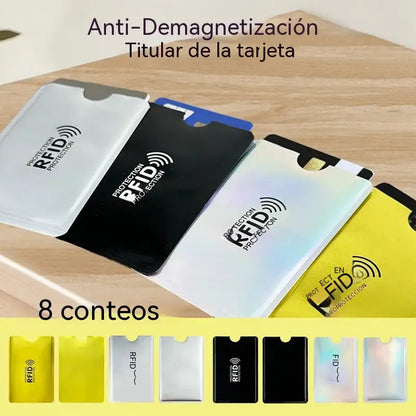 【8 piezas】🔒 8 Fundas con Bloqueo RFID para Tarjetas – Protección para Tarjetas Bancarias e Identificación