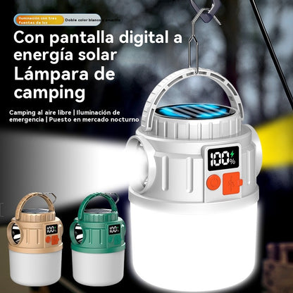 🏕️🌞Luz de camping con pantalla digital recargable solar LED multifunción de emergencia para exteriores