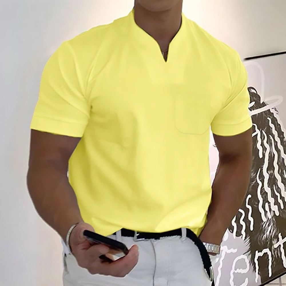 👕 Camisa de manga corta con cuello en V para hombre